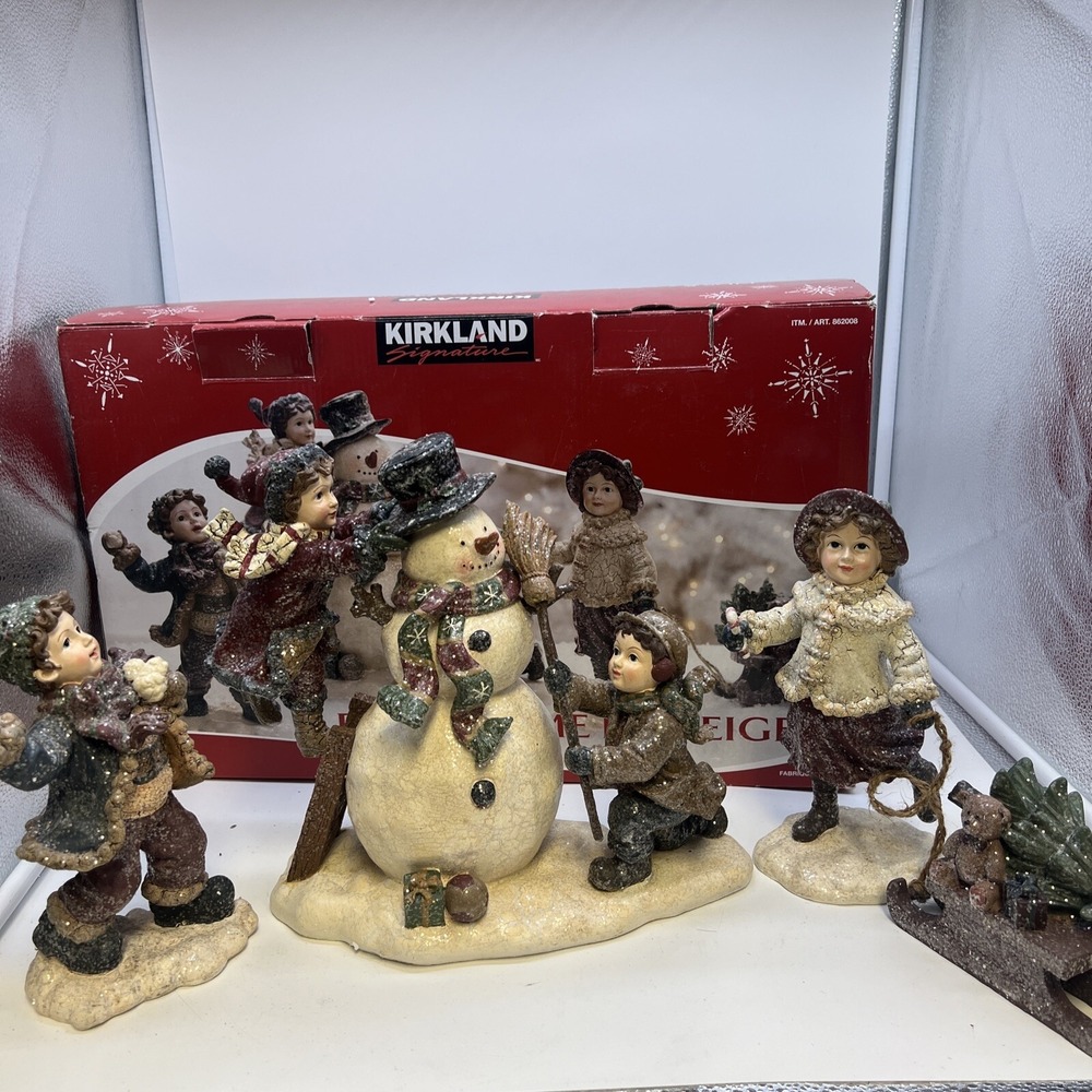Kirkland Signature 4pc Kids and Snowman Scene #862008 Decorative Christmas Decor